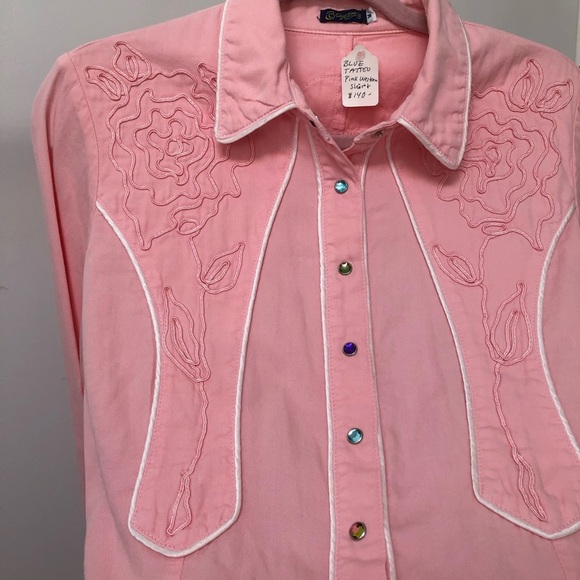 Blue Tattoo | Pink Skull Long Sleeve Button Down - Picture 4 of 8